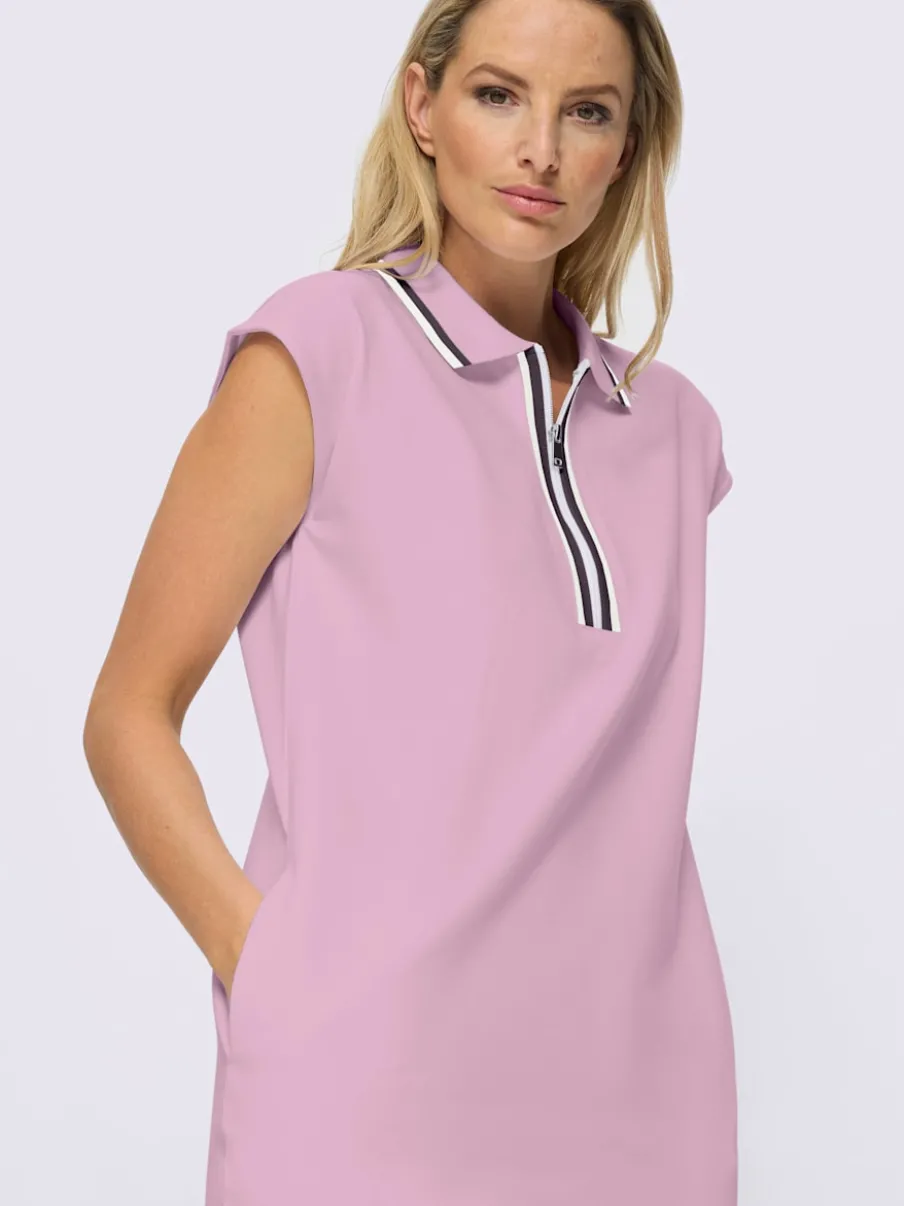 Robe en jersey à col polo et mancherons avec poches