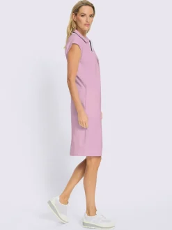 Robe en jersey à col polo et mancherons avec poches