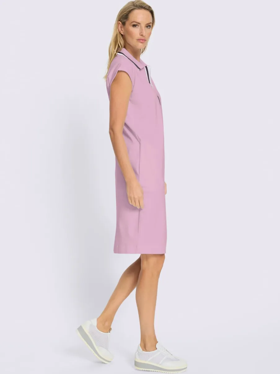 Robe en jersey à col polo et mancherons avec poches