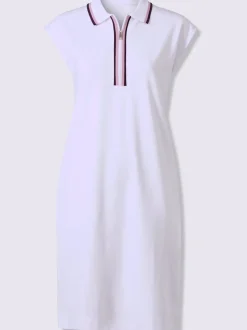 Robe en jersey à col polo et mancherons avec poches