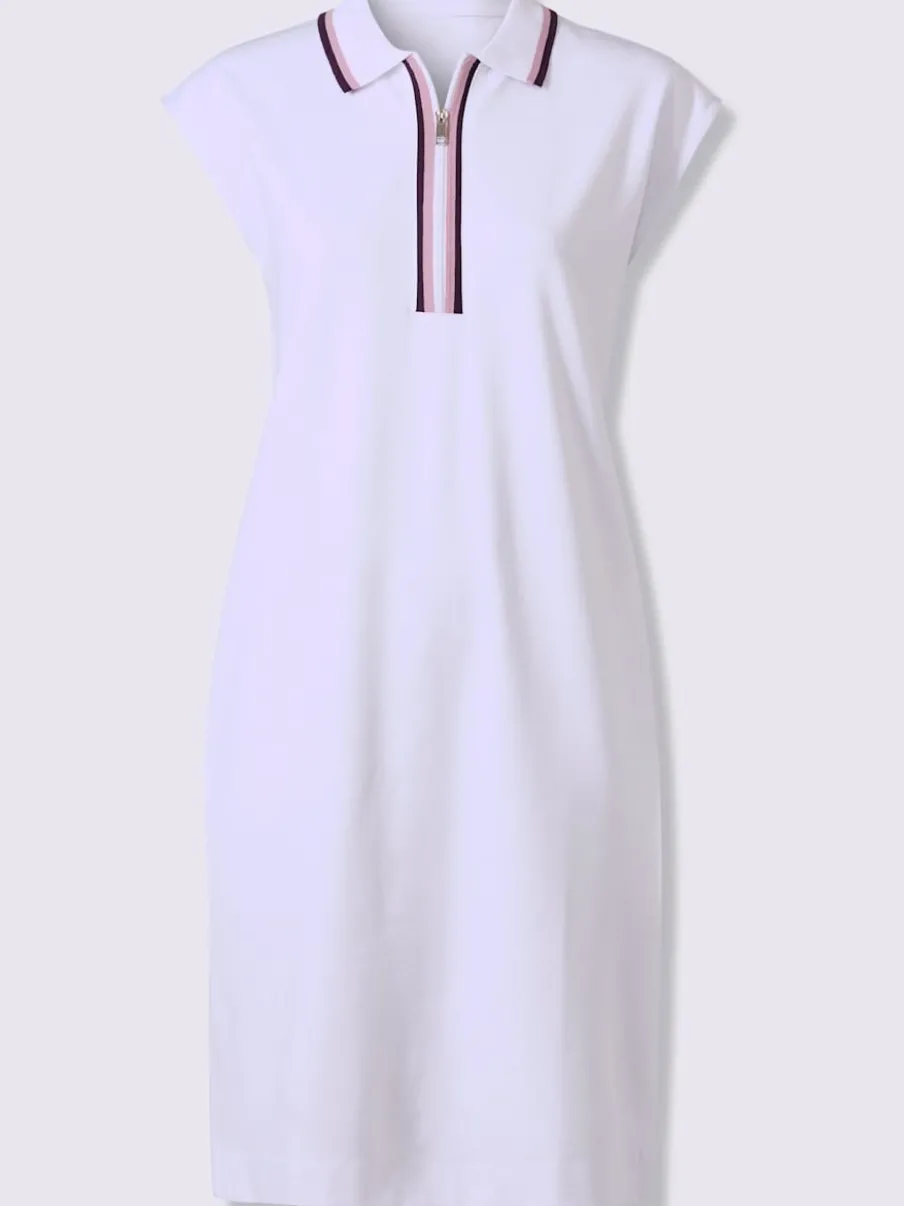 Robe en jersey à col polo et mancherons avec poches