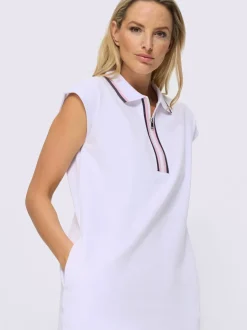 Robe en jersey à col polo et mancherons avec poches
