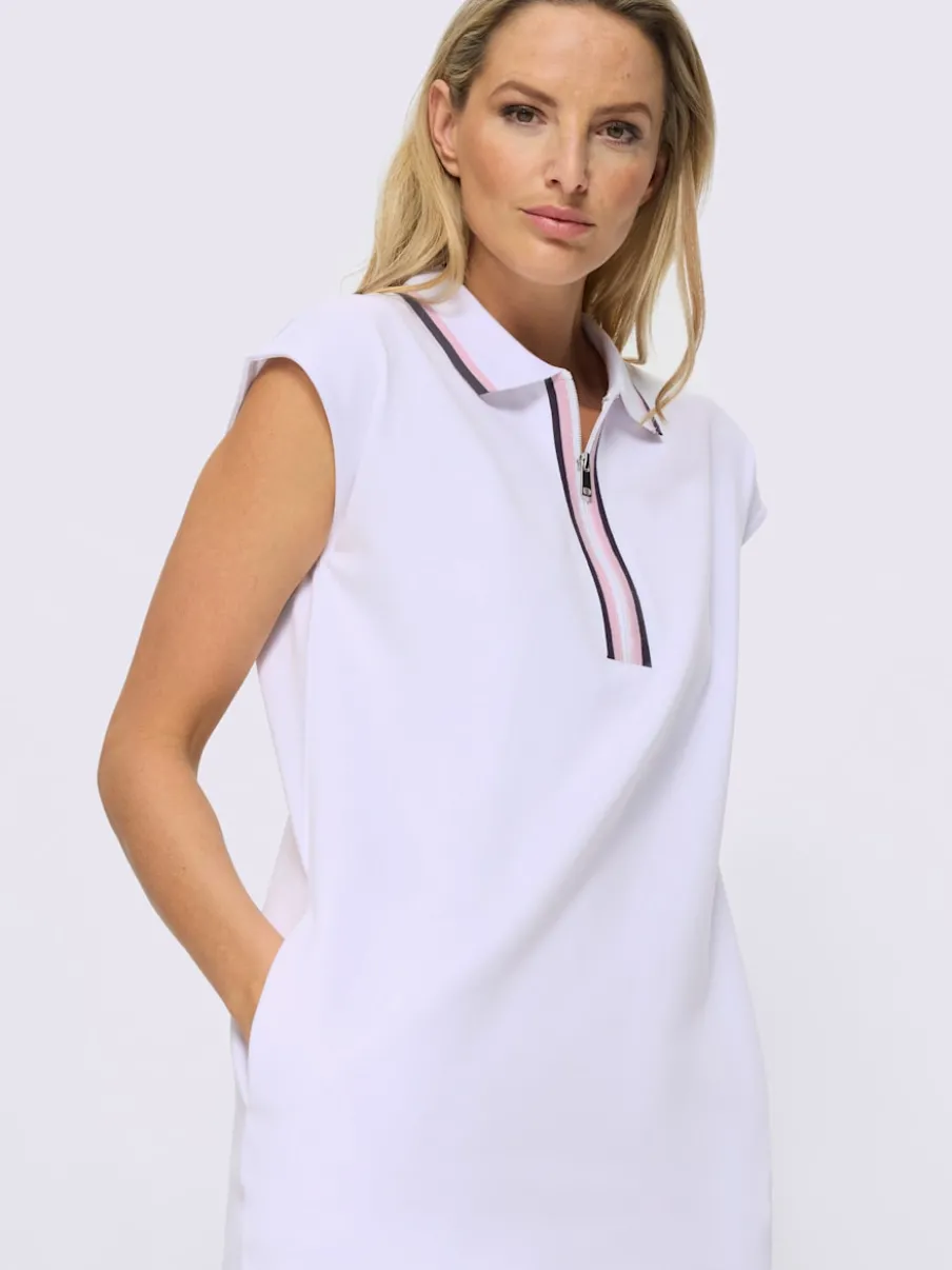 Robe en jersey à col polo et mancherons avec poches