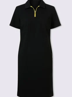 Robe en jersey col polo et rayures latérales contrastées