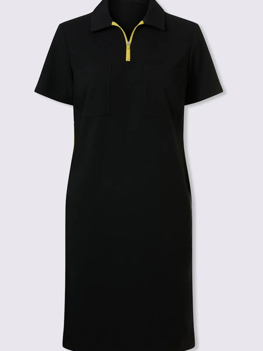Robe en jersey col polo et rayures latérales contrastées
