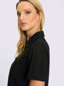 Robe en jersey col polo et rayures latérales contrastées