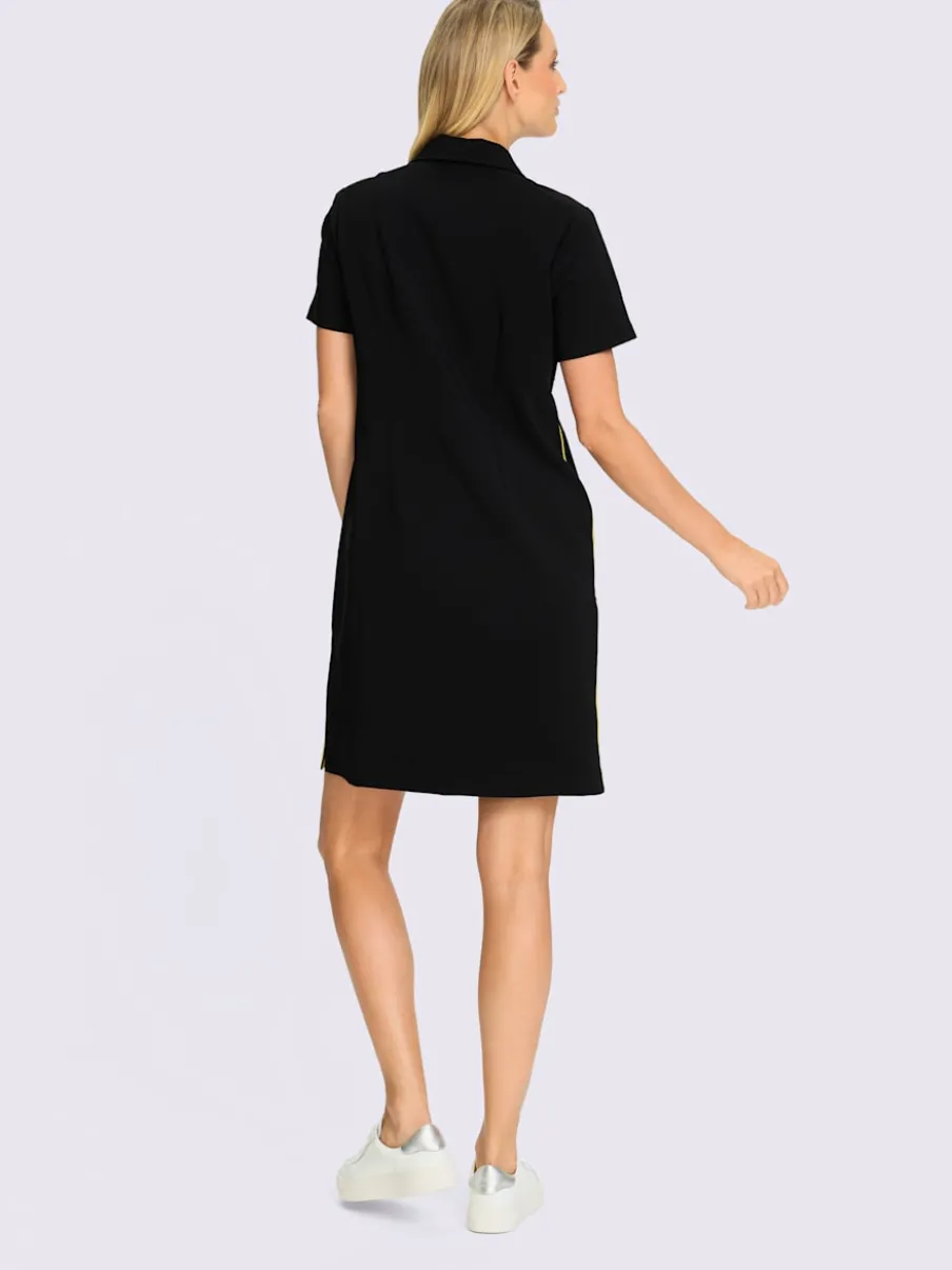 Robe en jersey col polo et rayures latérales contrastées