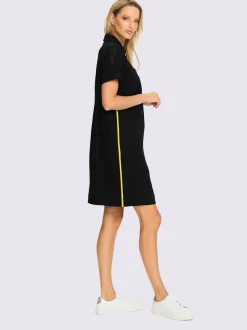 Robe en jersey col polo et rayures latérales contrastées