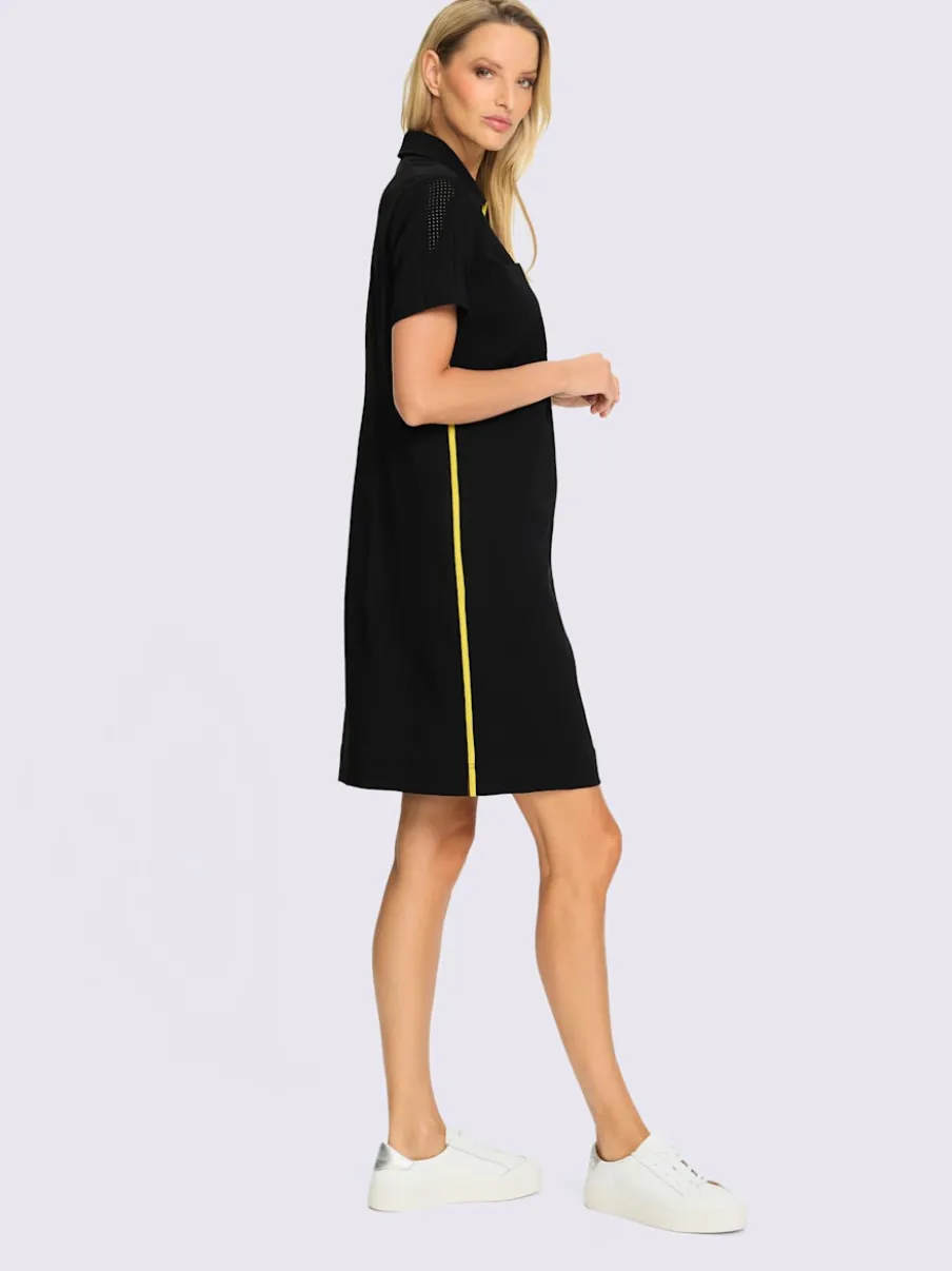 Robe en jersey col polo et rayures latérales contrastées