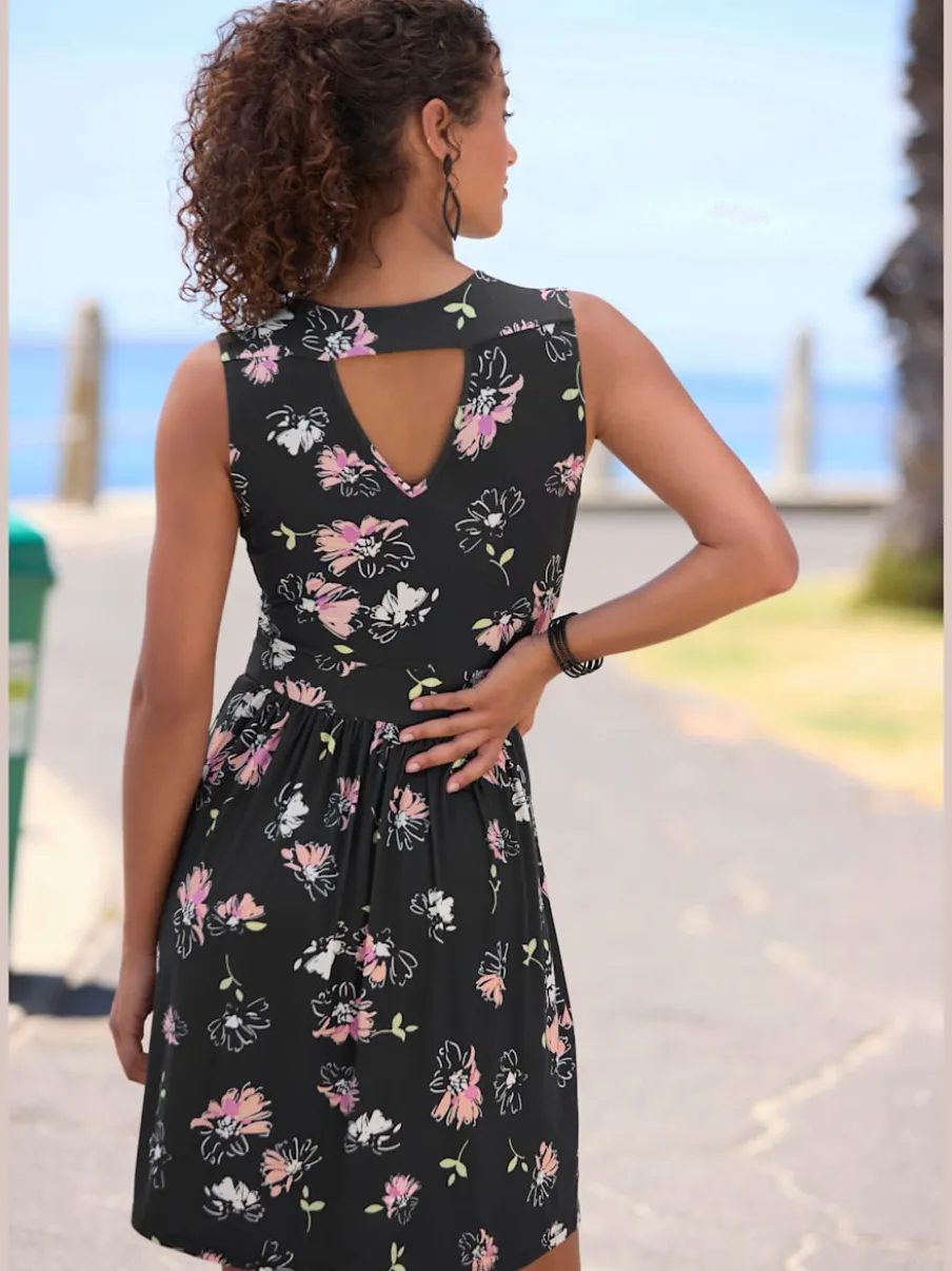 Robe en jersey col v avec imprimé floral délicat