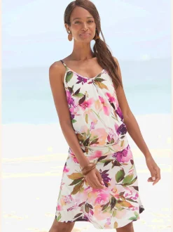 Robe en jersey col V à bretelles réglables avec imprimé floral