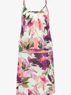 Robe en jersey col V à bretelles réglables avec imprimé floral