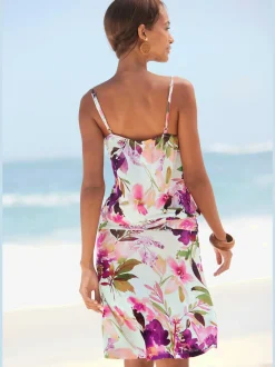 Robe en jersey col V à bretelles réglables avec imprimé floral