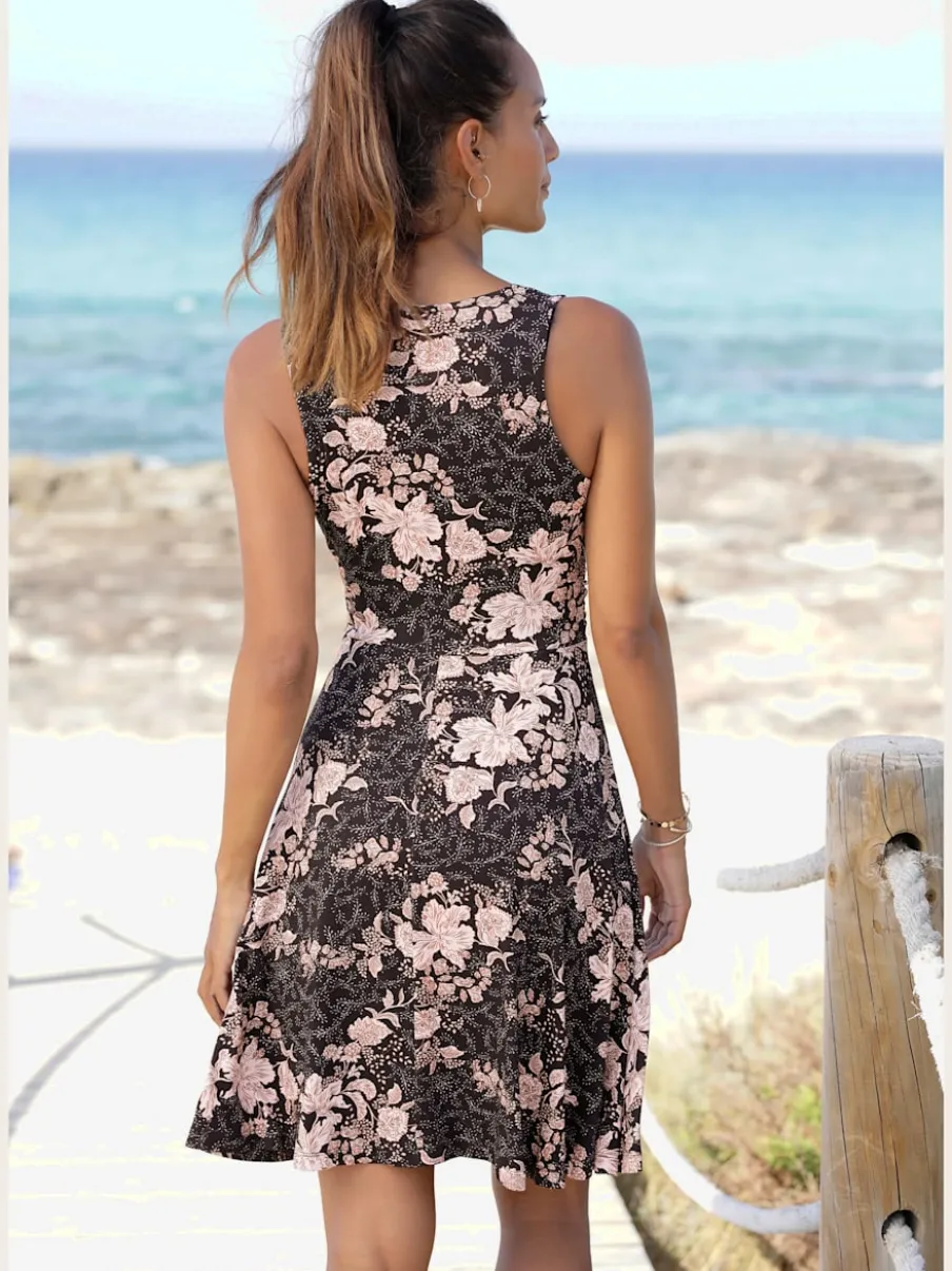 Robe en jersey col v cache-cœur à motifs floraux