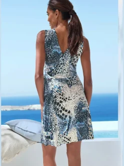 Robe en jersey à encolure en V avec effet cache-cœur et nœud
