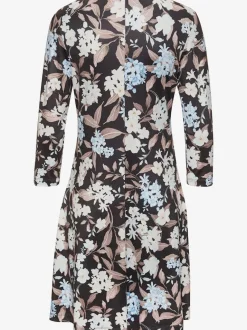 Robe en jersey à encolure en V et manches 3/4 avec nœud devant et motif floral