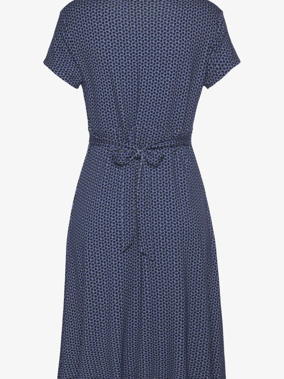 Robe en jersey à encolure en V froncée évasée