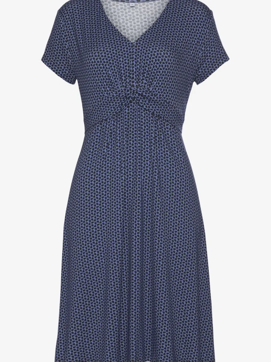 Robe en jersey à encolure en V froncée évasée