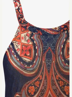 Robe en jersey à encolure raffinée avec imprimé paisley et bretelles mode