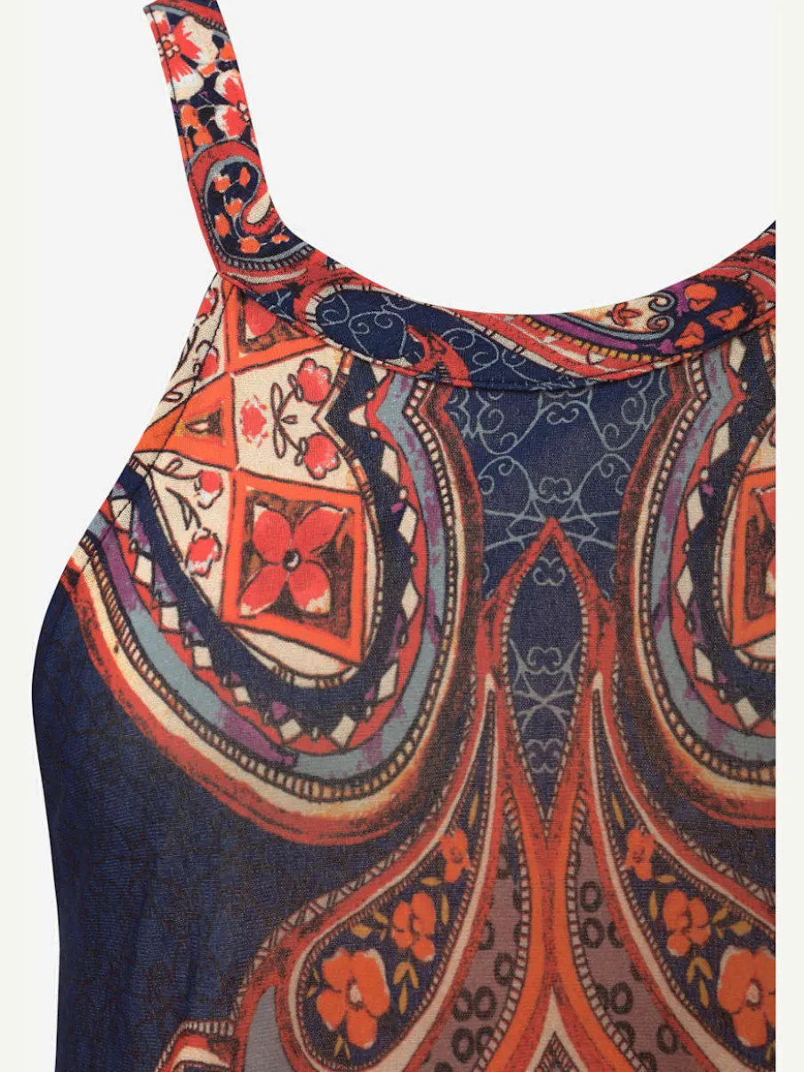 Robe en jersey à encolure raffinée avec imprimé paisley et bretelles mode