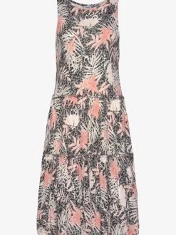 Robe en jersey à encolure ronde avec motifs floraux
