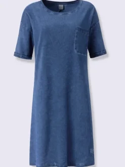 Robe en jersey à encolure ronde et poche poitrine