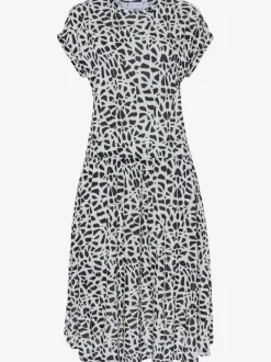 Robe en jersey à encolure ronde et manches courtes avec imprimé graphique