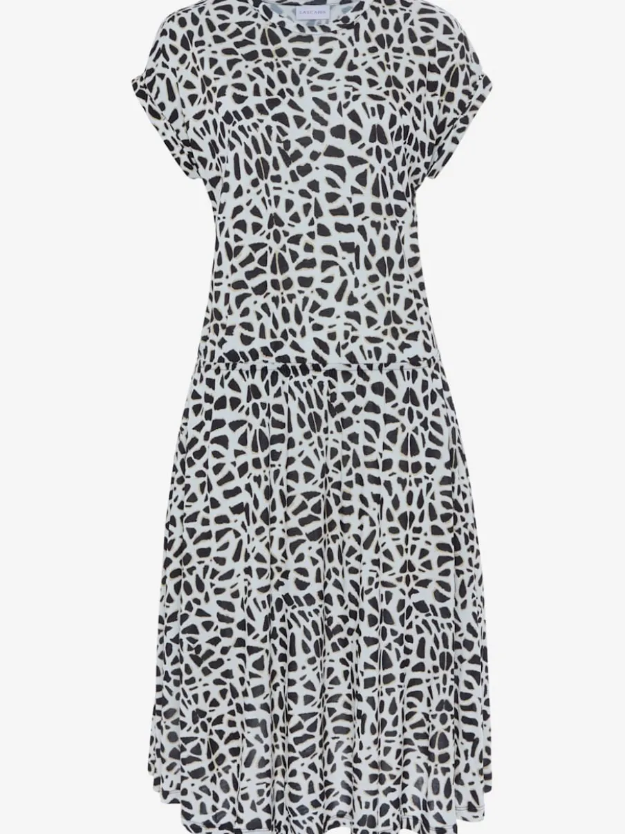Robe en jersey à encolure ronde et manches courtes avec imprimé graphique