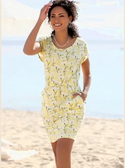 Robe en jersey à encolure ronde avec motif floral