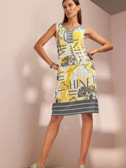 Robe en jersey fluide sans manches avec motifs graphiques