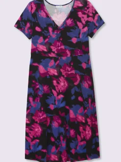 Robe en jersey fronce légère à l'encolure en v