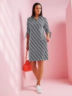Robe en jersey graphique à col polo et manches 3/4