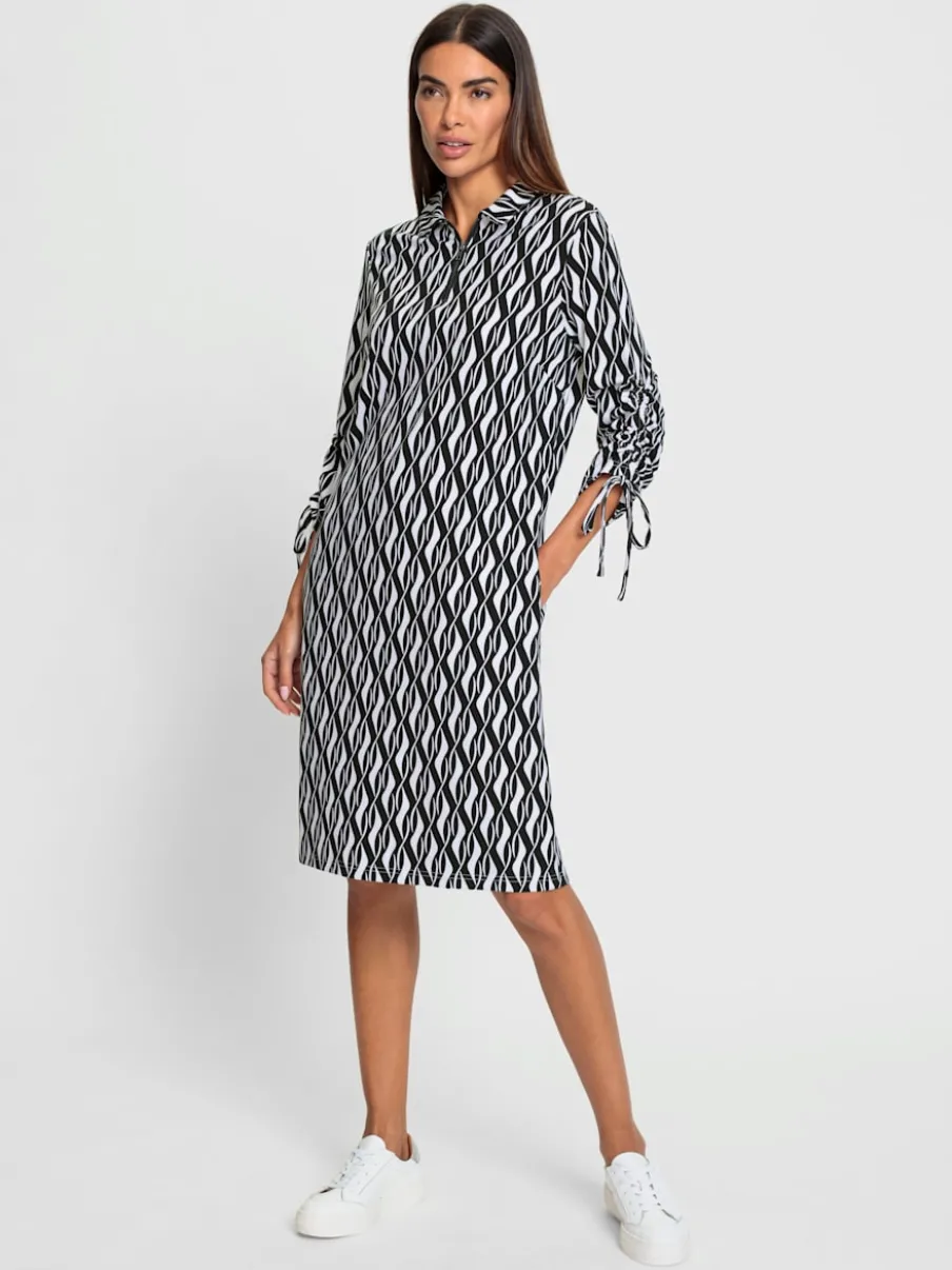 Robe en jersey graphique à col polo et manches 3/4