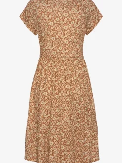 Robe en jersey imprimée avec col en v et volant