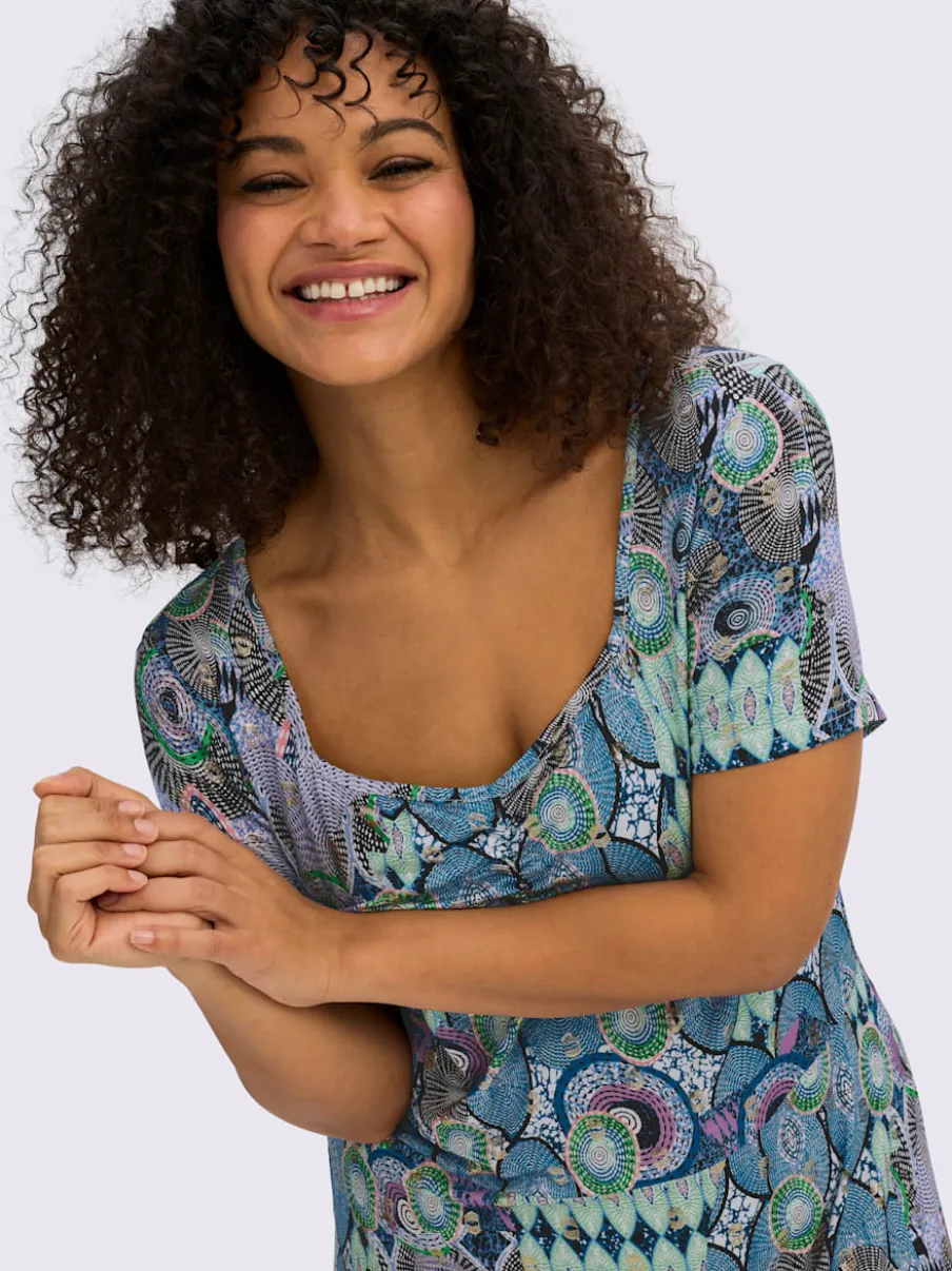 Robe en jersey motif fantaisie
