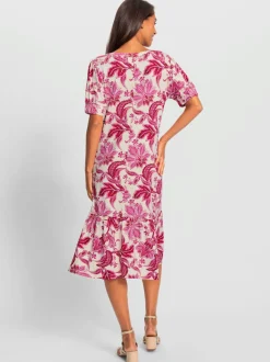 Robe en jersey à motifs floraux avec manches bouffantes