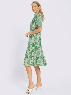 Robe en jersey à motifs floraux avec manches bouffantes