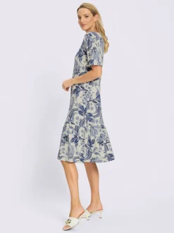 Robe en jersey à motifs floraux avec manches bouffantes
