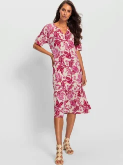 Robe en jersey à motifs floraux avec manches bouffantes