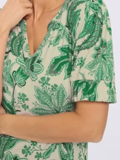 Robe en jersey à motifs floraux avec manches bouffantes