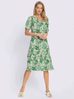 Robe en jersey à motifs floraux avec manches bouffantes