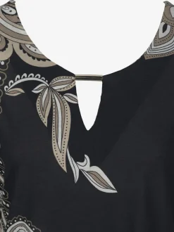 Robe en jersey à motifs floraux et large col arrondi avec manches courtes