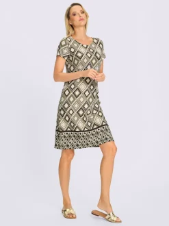 Robe en jersey motifs graphiques manches courtes col rond