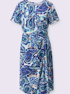 Robe en jersey à motifs paisley avec fronces latérales