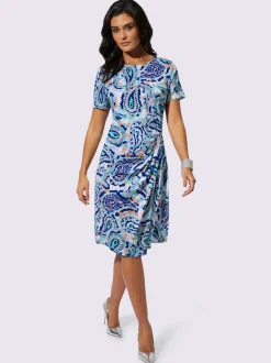Robe en jersey à motifs paisley avec fronces latérales