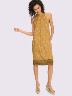 Robe en jersey sans manches à motif floral et bordure élégante