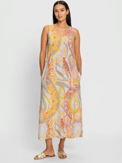 Robe en jersey sans manches à motif évasé et poches