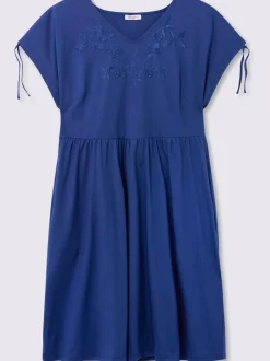 Robe en jersey superbe broderie florale