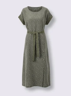 Robe en lin à ceinture boutons et fentes latérales