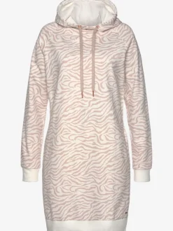 Robe en matière sweat avec capuche et poches latérales